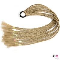 Synthetic Gradient Color Braided Ponytail - 60 CM Elastic Rubber Band Braiding Pony Tail Hair Extensions For Girls