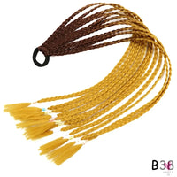 Synthetic Gradient Color Braided Ponytail - 60 CM Elastic Rubber Band Braiding Pony Tail Hair Extensions For Girls