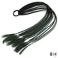 Synthetic Gradient Color Braided Ponytail - 60 CM Elastic Rubber Band Braiding Pony Tail Hair Extensions For Girls