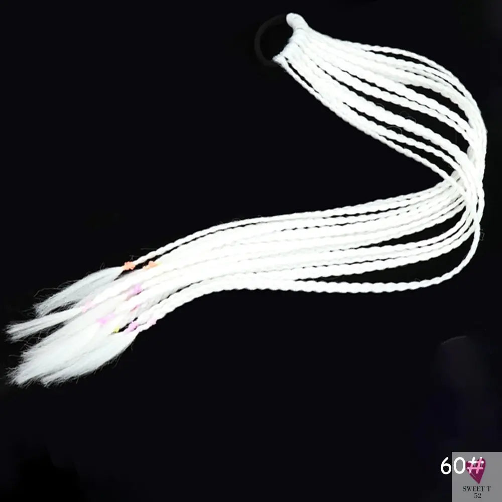 Synthetic Gradient Color Braided Ponytail - 60 CM Elastic Rubber Band Braiding Pony Tail Hair Extensions For Girls