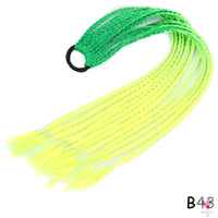 Synthetic Gradient Color Braided Ponytail - 60 CM Elastic Rubber Band Braiding Pony Tail Hair Extensions For Girls