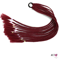 Synthetic Gradient Color Braided Ponytail - 60 CM Elastic Rubber Band Braiding Pony Tail Hair Extensions For Girls