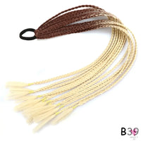 Synthetic Gradient Color Braided Ponytail - 60 CM Elastic Rubber Band Braiding Pony Tail Hair Extensions For Girls