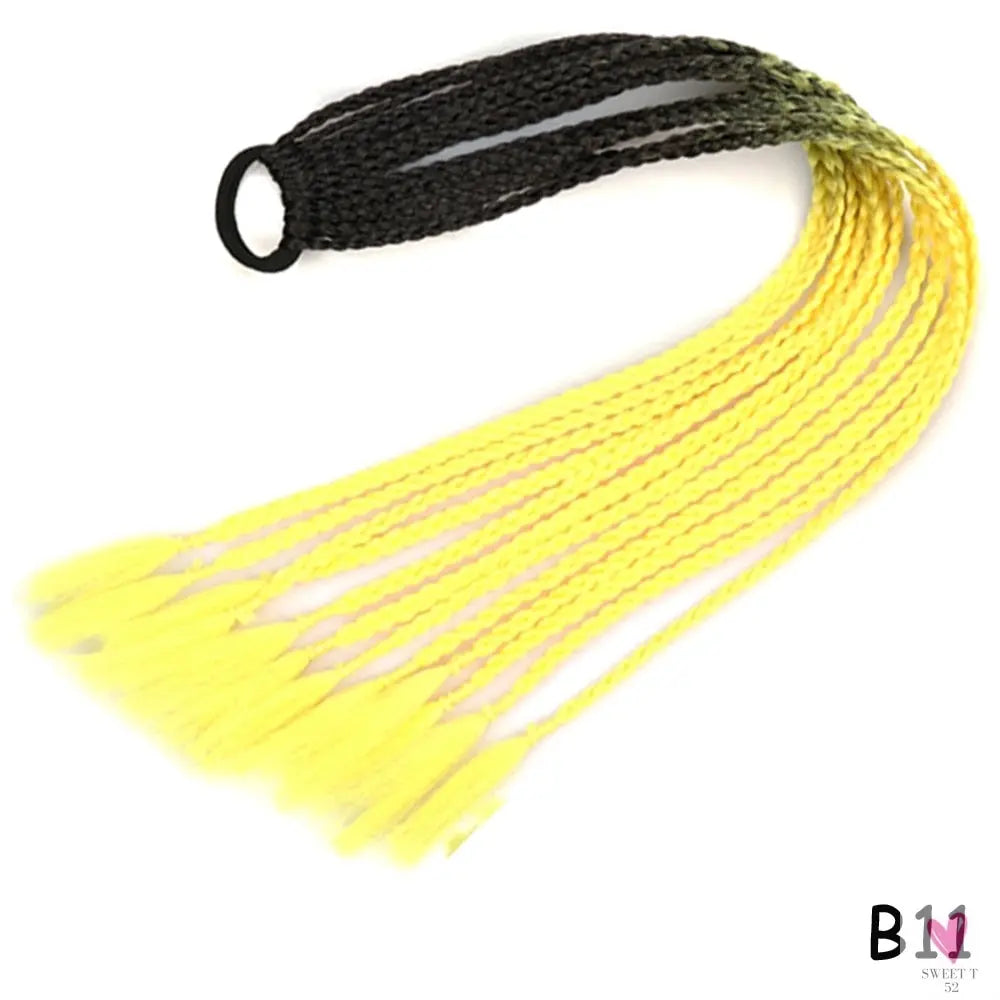 Synthetic Gradient Color Braided Ponytail - 60 CM Elastic Rubber Band Braiding Pony Tail Hair Extensions For Girls