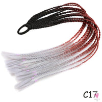 Synthetic Gradient Color Braided Ponytail - 60 CM Elastic Rubber Band Braiding Pony Tail Hair Extensions For Girls