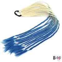 Synthetic Gradient Color Braided Ponytail - 60 CM Elastic Rubber Band Braiding Pony Tail Hair Extensions For Girls