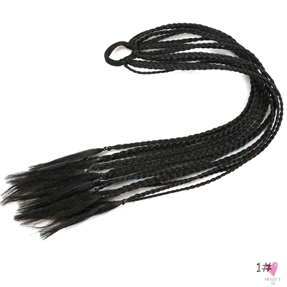 Synthetic Gradient Color Braided Ponytail - 60 CM Elastic Rubber Band Braiding Pony Tail Hair Extensions For Girls