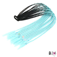 Synthetic Gradient Color Braided Ponytail - 60 CM Elastic Rubber Band Braiding Pony Tail Hair Extensions For Girls