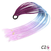 Synthetic Gradient Color Braided Ponytail - 60 CM Elastic Rubber Band Braiding Pony Tail Hair Extensions For Girls