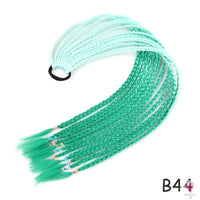 Synthetic Gradient Color Braided Ponytail - 60 CM Elastic Rubber Band Braiding Pony Tail Hair Extensions For Girls