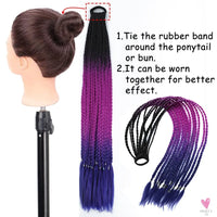 Synthetic Gradient Color Braided Ponytail - 60 CM Elastic Rubber Band Braiding Pony Tail Hair Extensions For Girls