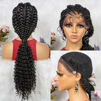 Synthetic Hair Braided Ponytail Lace Front Wigs Kinky Curly Frontal with Baby Hair for Women, Cornrow Box Braided Wigs