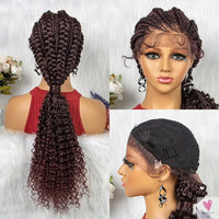 Synthetic Hair Braided Ponytail Lace Front Wigs Kinky Curly Frontal with Baby Hair for Women, Cornrow Box Braided Wigs