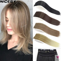 Synthetic Hair Pads Invisible Seamless Clip In Hair Extension Increase Hair Top Side Cover Hairpiece - 3 Hair Pieces