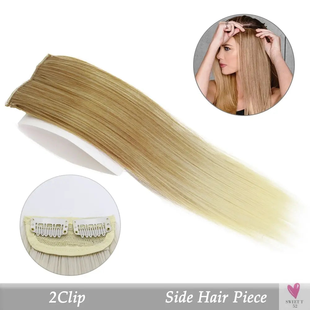 Synthetic Hair Pads Invisible Seamless Clip In Hair Extension Increase Hair Top Side Cover Hairpiece - 3 Hair Pieces