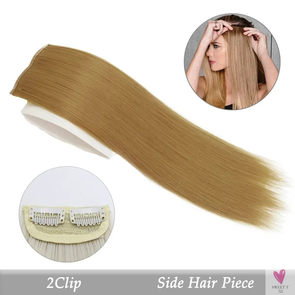 Synthetic Hair Pads Invisible Seamless Clip In Hair Extension Increase Hair Top Side Cover Hairpiece - 3 Hair Pieces