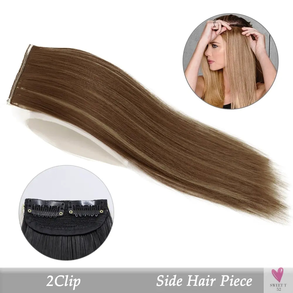 Synthetic Hair Pads Invisible Seamless Clip In Hair Extension Increase Hair Top Side Cover Hairpiece - 3 Hair Pieces