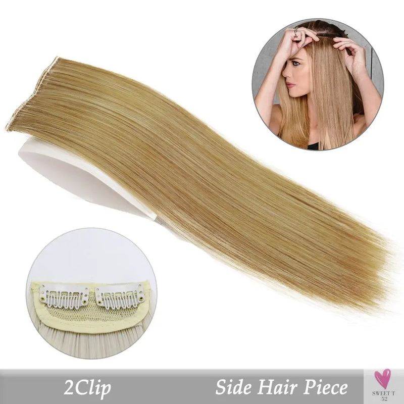 Synthetic Hair Pads Invisible Seamless Clip In Hair Extension Increase Hair Top Side Cover Hairpiece - 3 Hair Pieces