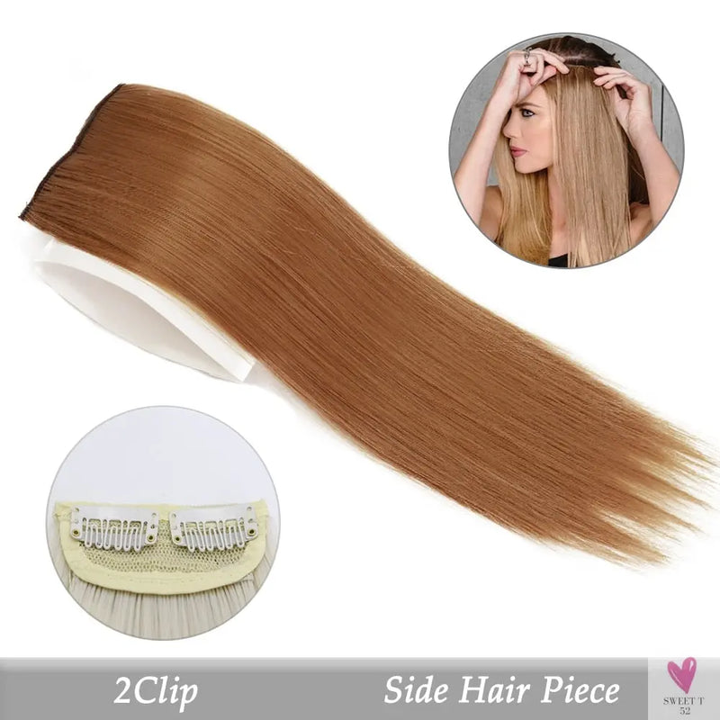 Synthetic Hair Pads Invisible Seamless Clip In Hair Extension Increase Hair Top Side Cover Hairpiece - 3 Hair Pieces