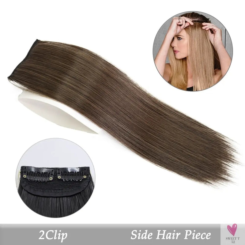 Synthetic Hair Pads, Invisible Seamless Clip In Hair Extension for Women and Girls, Increase Hair - Top/Side/Cover Hairpiece, 1 Piece