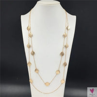 Trendy Gold Hammered Leaf Strand, Layered, Long Necklace For Women and Girls