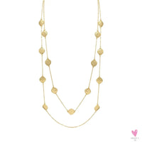 Trendy Gold Hammered Leaf Strand, Layered, Long Necklace For Women and Girls
