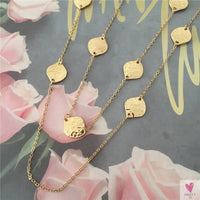 Trendy Gold Hammered Leaf Strand, Layered, Long Necklace For Women and Girls