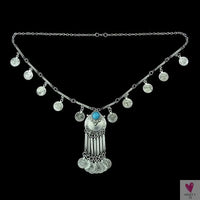 Turkish Gypsy Bib Coins Tassel/Choker Necklace and Dangle Earrings for Women