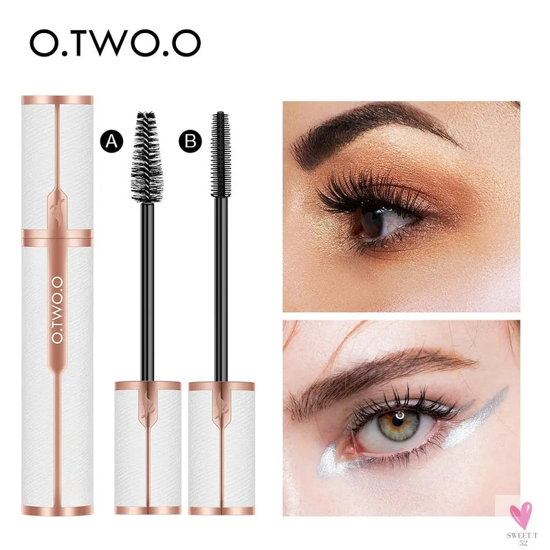 Waterproof 4D Silk Fiber Mascara (2 Brush Heads) - Thick Curling Volume Lashes for Women and Girls