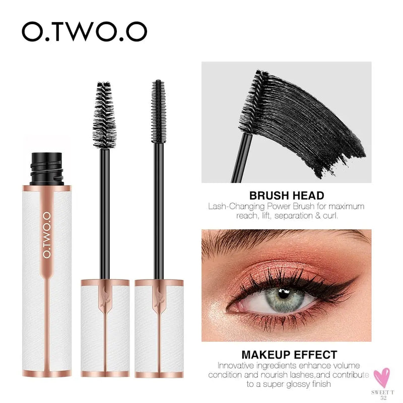 Waterproof 4D Silk Fiber Mascara (2 Brush Heads) - Thick Curling Volume Lashes for Women and Girls