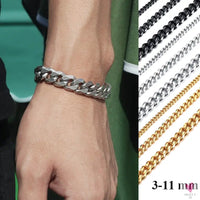 Wide Curb Cuban Basic 3/5/7/9/11mm Chain Link Bracelets for Men/Women - Anti Allergy Stainless Steel Wrist Wear
