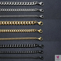 Wide Curb Cuban Basic 3/5/7/9/11mm Chain Link Bracelets for Men/Women - Anti Allergy Stainless Steel Wrist Wear