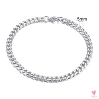 Wide Curb Cuban Basic 3/5/7/9/11mm Chain Link Bracelets for Men/Women - Anti Allergy Stainless Steel Wrist Wear
