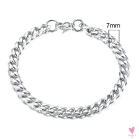 Wide Curb Cuban Basic 3/5/7/9/11mm Chain Link Bracelets for Men/Women - Anti Allergy Stainless Steel Wrist Wear