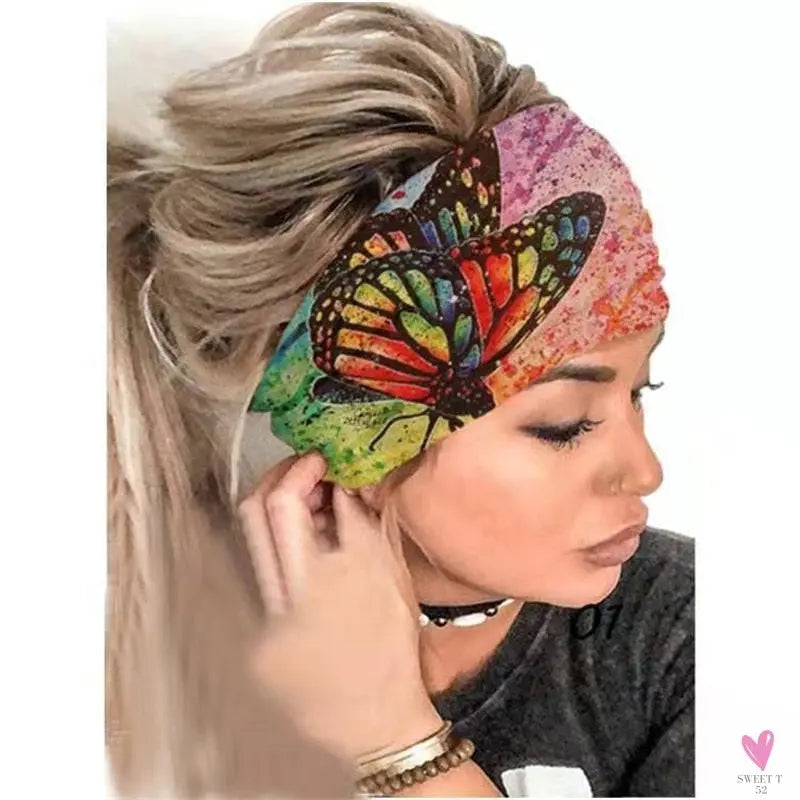 Wide Elastic Bohemian Head Bands for Women and Girls for Sports, Yoga - Unique Designs