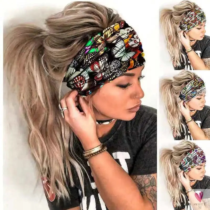 Wide Elastic Bohemian Head Bands for Women and Girls for Sports, Yoga - Unique Designs