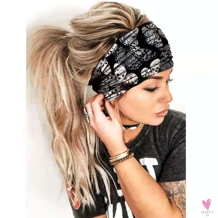 Wide Elastic Bohemian Head Bands for Women and Girls for Sports, Yoga - Unique Designs