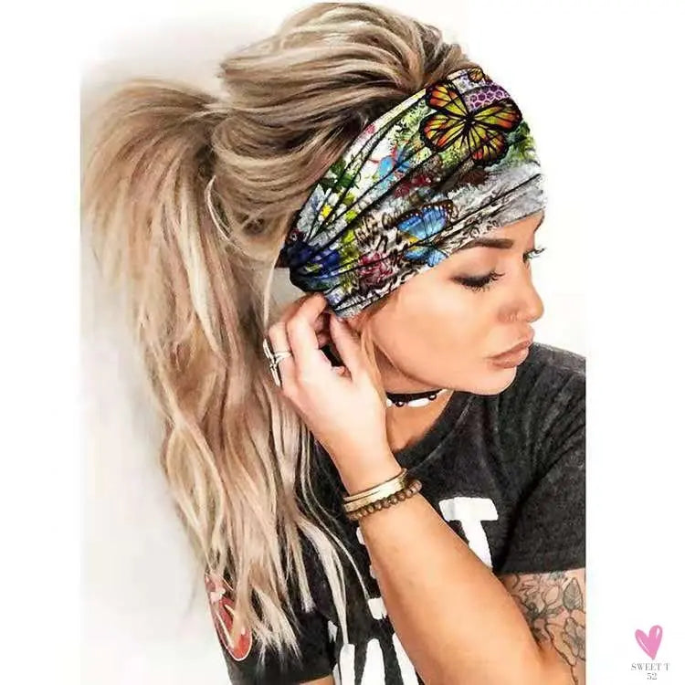 Wide Elastic Bohemian Head Bands for Women and Girls for Sports, Yoga - Unique Designs