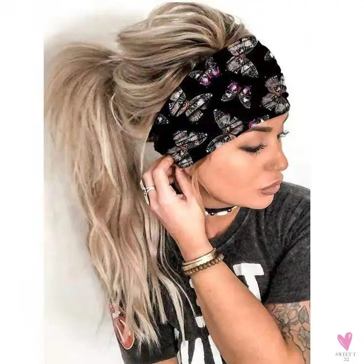 Wide Elastic Bohemian Head Bands for Women and Girls for Sports, Yoga - Unique Designs