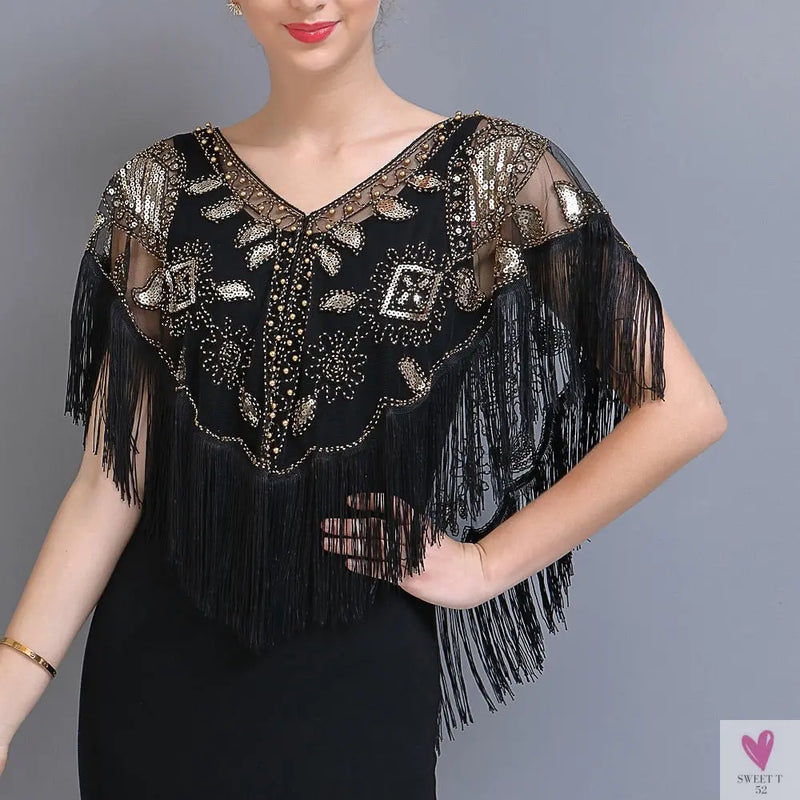 Women's 1920s Sequined Wrap, Great Gatsby Flapper Style Cover-Up