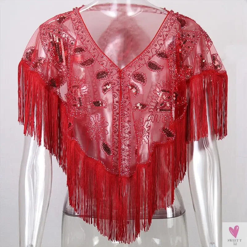 Women's 1920s Sequined Wrap, Great Gatsby Flapper Style Cover-Up