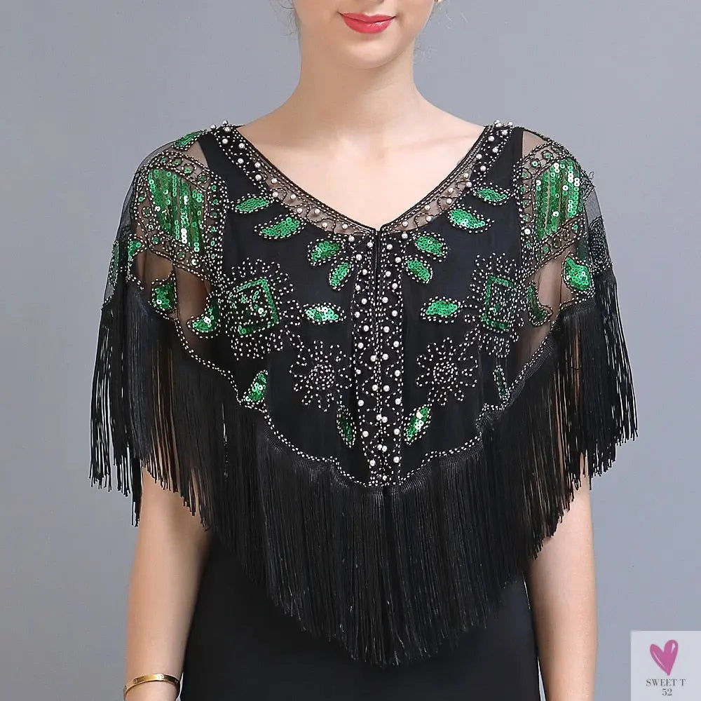 Women's 1920s Sequined Wrap, Great Gatsby Flapper Style Cover-Up