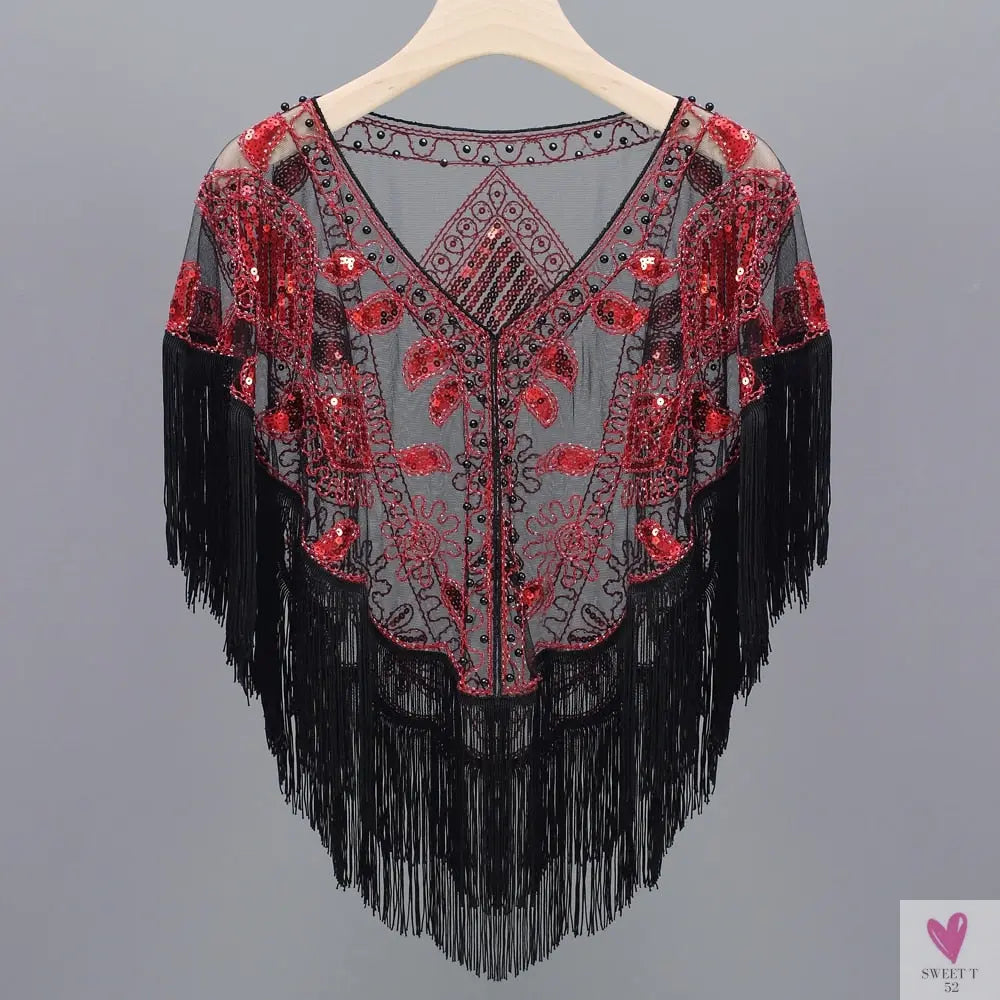 Women's 1920s Sequined Wrap, Great Gatsby Flapper Style Cover-Up