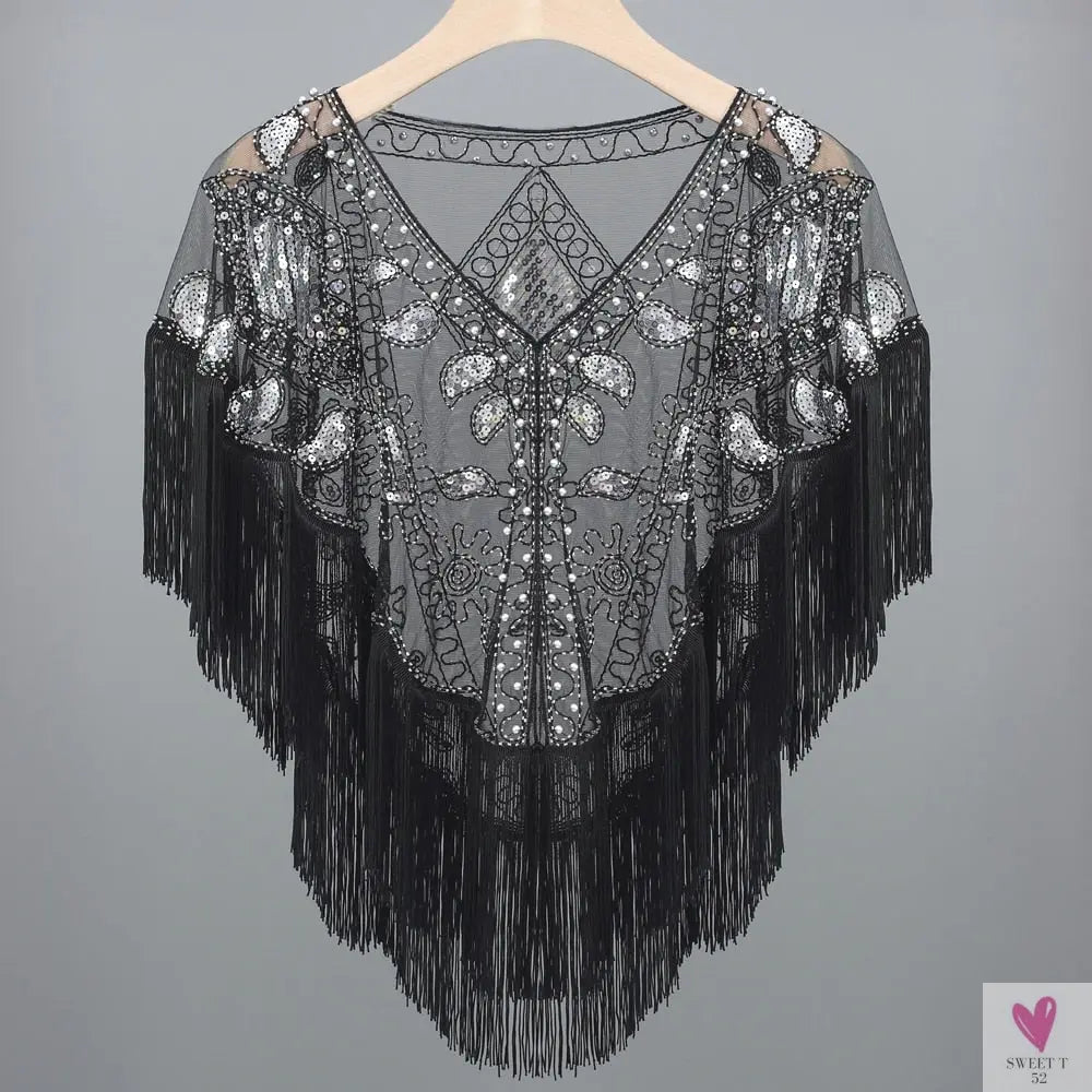 Women's 1920s Sequined Wrap, Great Gatsby Flapper Style Cover-Up