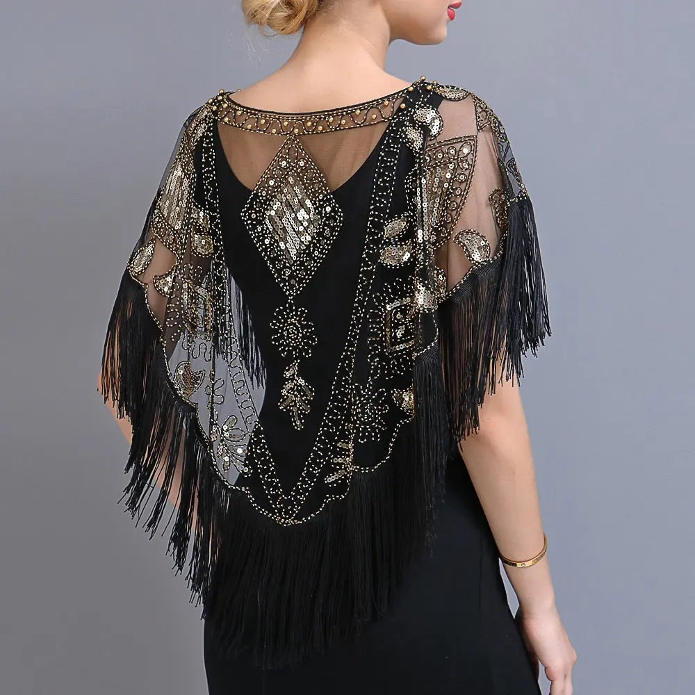 Women's 1920s Sequined Wrap, Great Gatsby Flapper Style Cover-Up