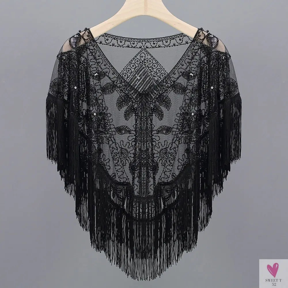 Women's 1920s Sequined Wrap, Great Gatsby Flapper Style Cover-Up