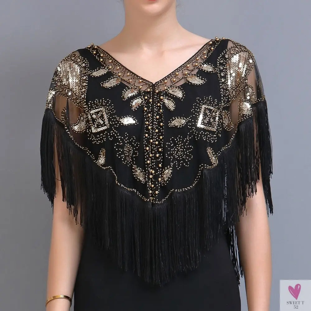 Women's 1920s Sequined Wrap, Great Gatsby Flapper Style Cover-Up