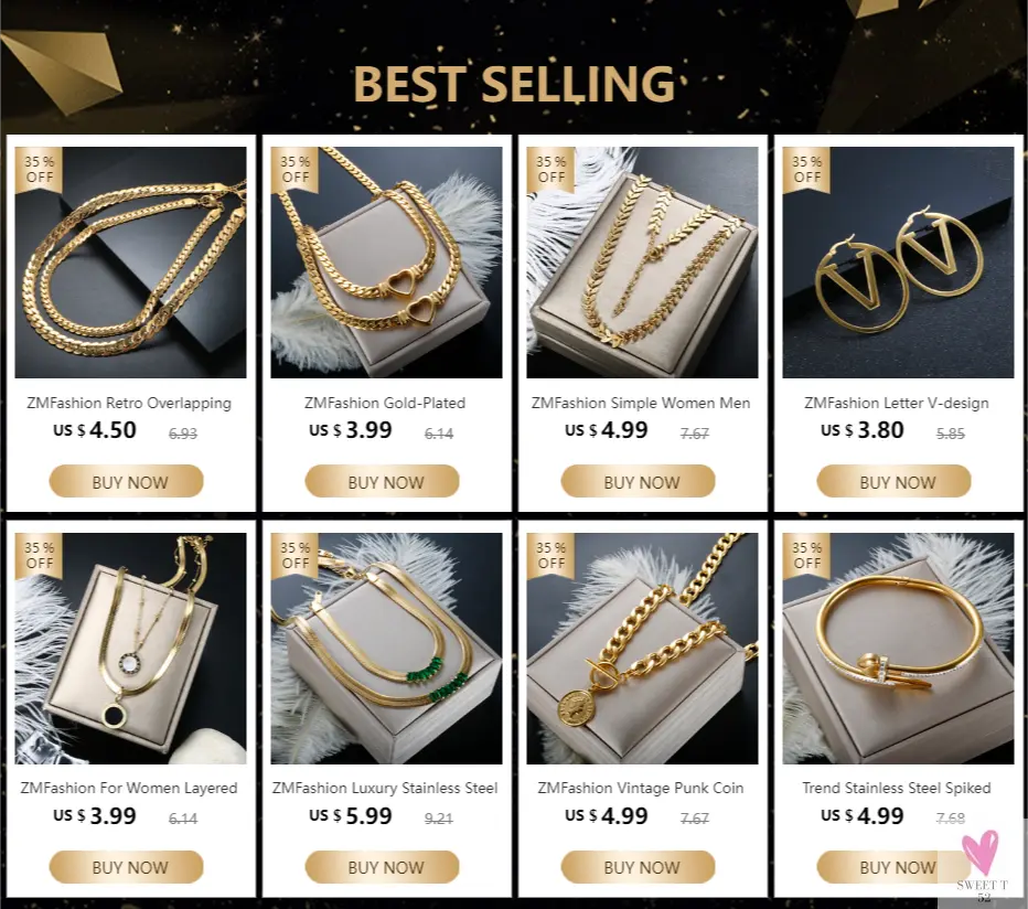 Women's Choker Style Necklace, Dangle Earrings and Bracelet Set in Gold