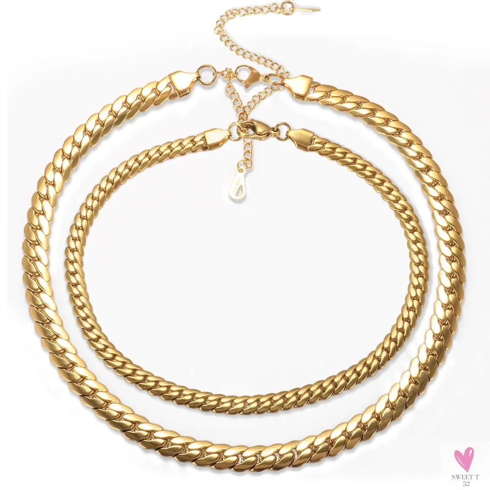 Women's Choker Style Necklace, Dangle Earrings and Bracelet Set in Gold