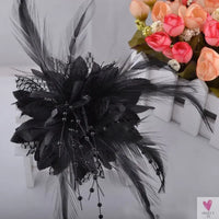 Women's Fashion Flower Fascinator - Feather/Bead Hair Clip/Corsage/Brooch Hair Accessories